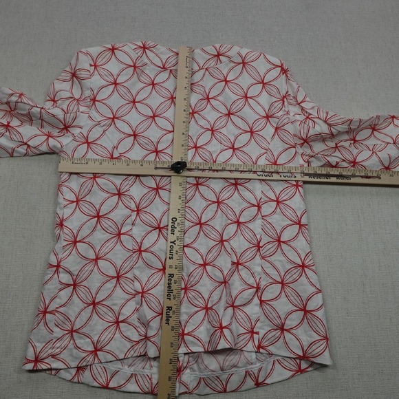 JM Collection Jacket Womens 12 Linen Button Up Geometric Lightweight Spring Blaz - Picture 5 of 13